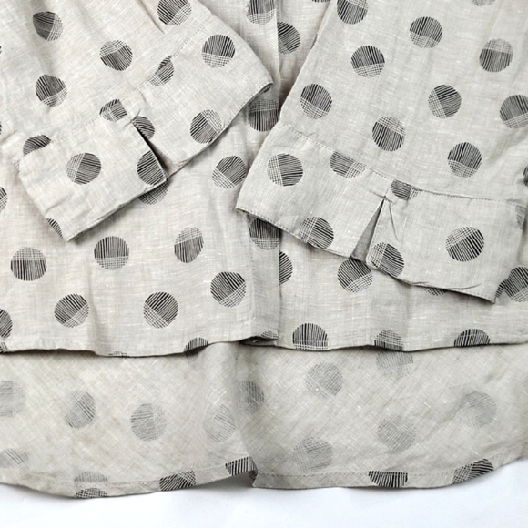 Habitat 100% Linen Loose button-down Long Sleeve Top Abstract Dot Print XL/XLL - Picture 3 of 13